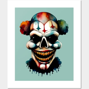 Scary Horror Clown Watercolor Art Posters and Art